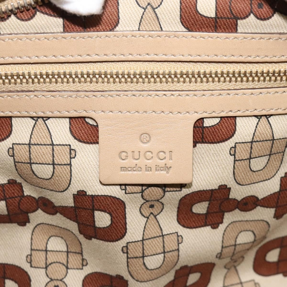 Gucci Vintage Interlocking G Shoulder Bag Leather, BEIGE, LEATHER, Shoulder bag