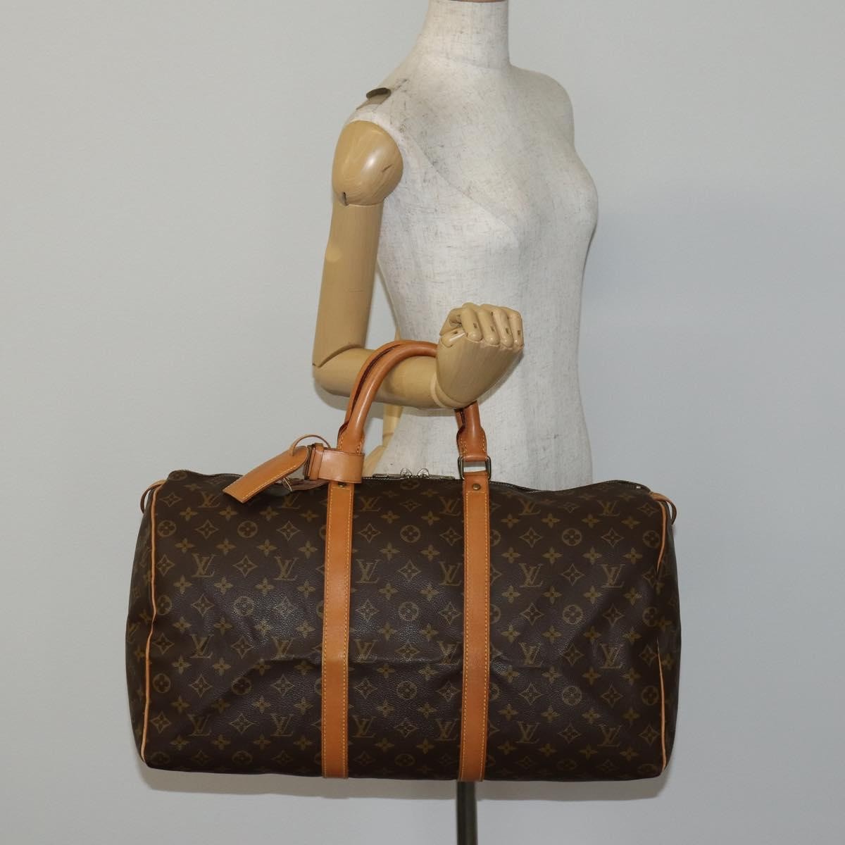Louis Vuitton Keepall Bag Monogram Canvas, BROWN, CANVAS, Travel bag