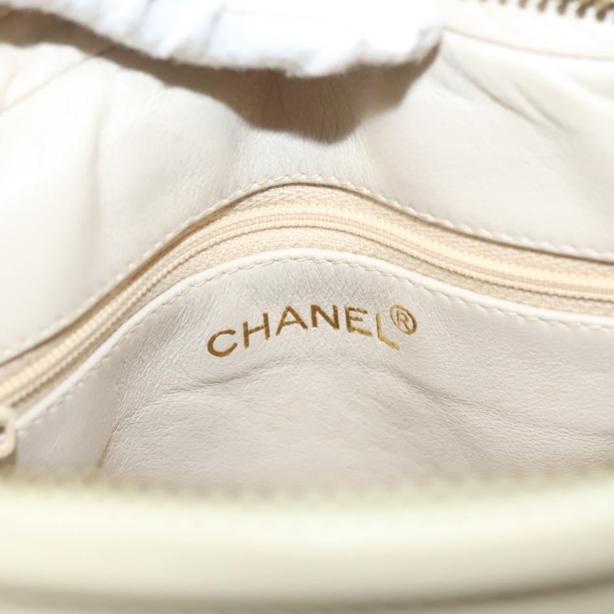 Chanel Vintage Front Pocket Camera Bag Quilted Lambskin, WHITE, LEATHER, Crossbody bag