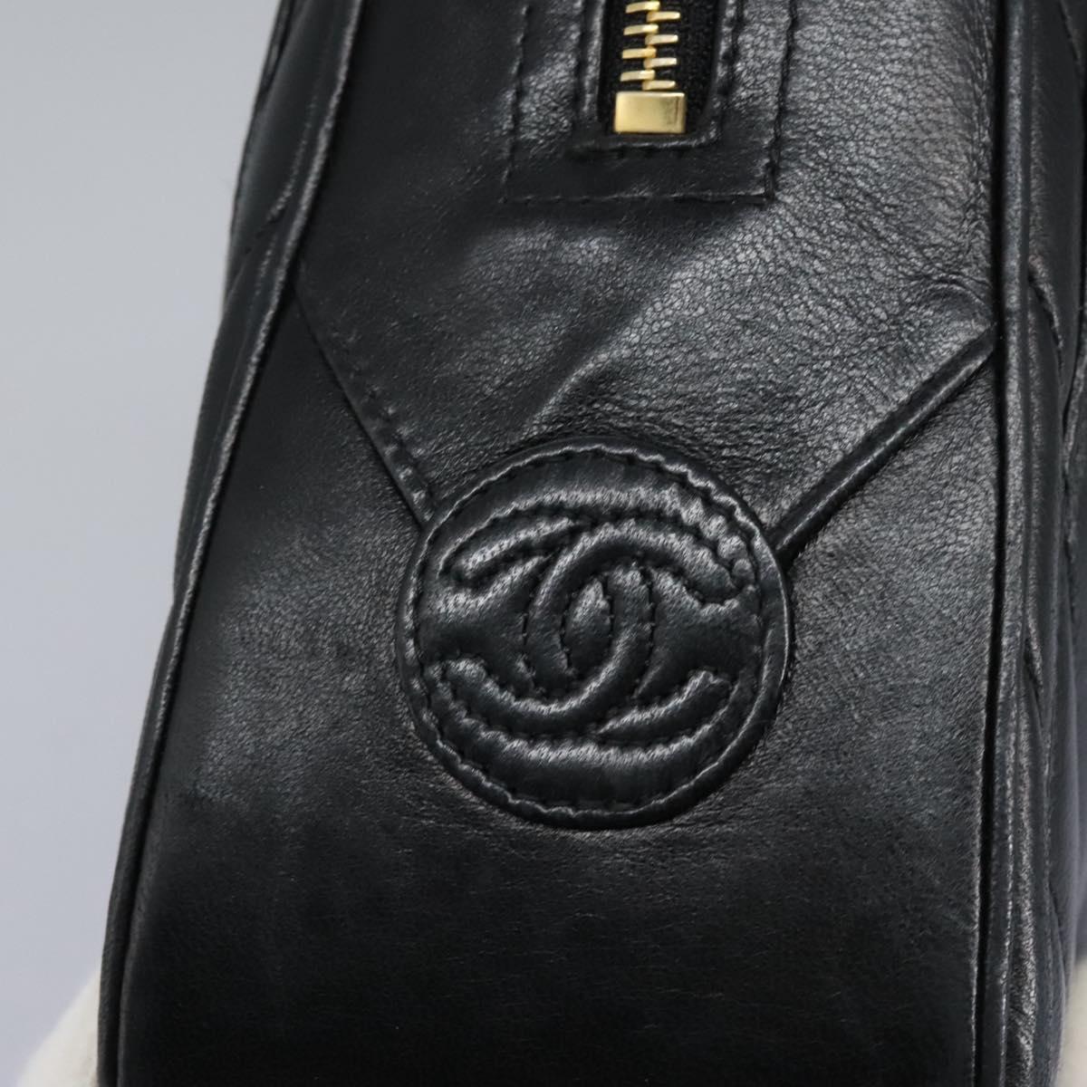 Chanel V Stitch Leather, BLACK, LEATHER, Handbag