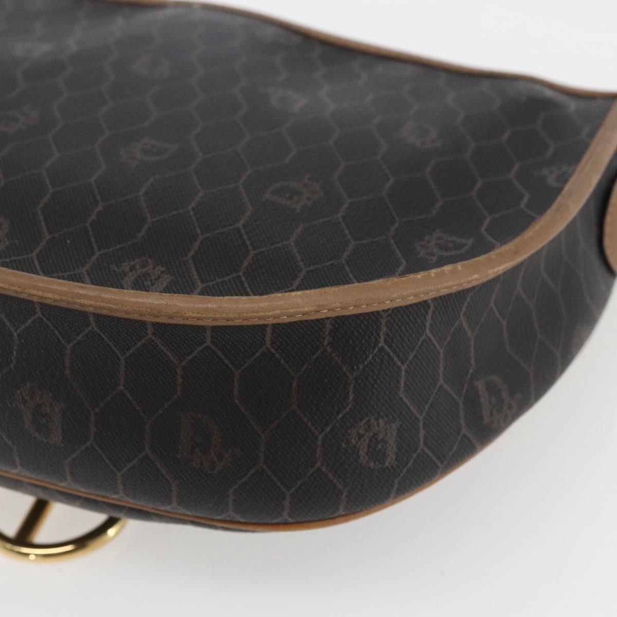 Christian Dior Vintage Honeycomb Shoulder Bag Canvas and Leather, BLACK, CANVAS, Shoulder bag