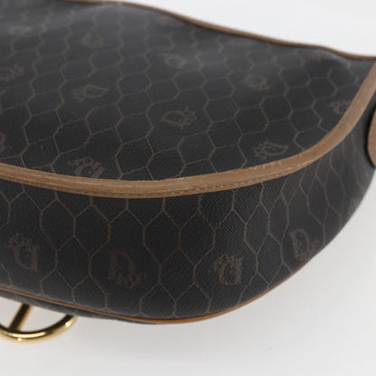 Christian Dior Vintage Honeycomb Shoulder Bag Canvas and Leather, BLACK, CANVAS, Shoulder bag