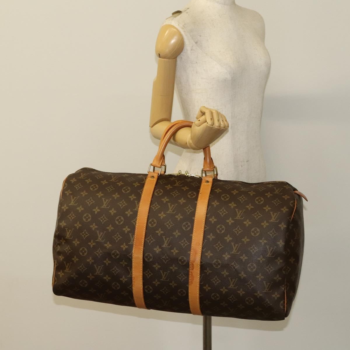 Louis Vuitton Keepall Bag Monogram Canvas, BROWN, CANVAS, Travel bag