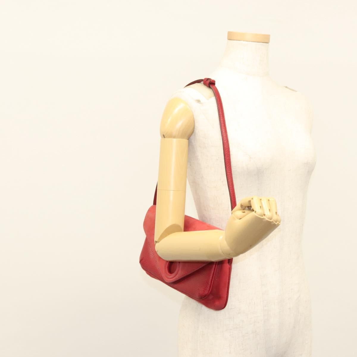 Loewe Anagram Shoulder Bag Leather, RED, SUEDE, Shoulder bag