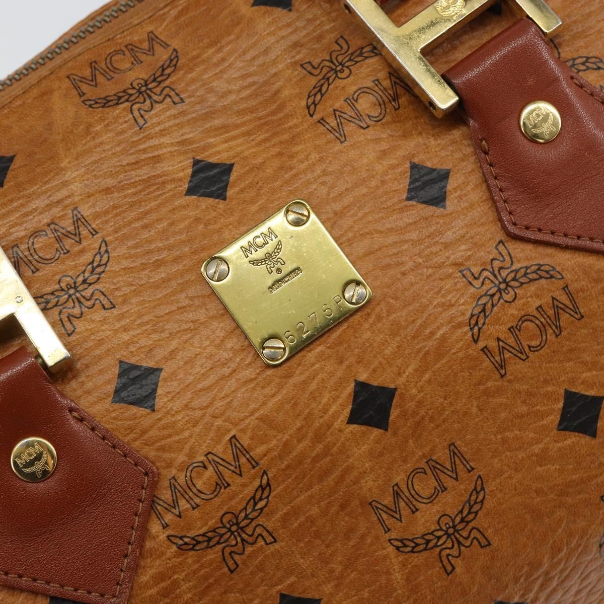 MCM Visetos logogramme Handbag Canvas and Leather, BROWN, CANVAS, Handbag