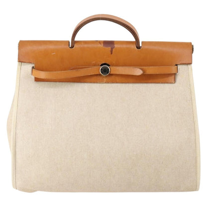 Hermes Herbag Toile and Leather, BEIGE, CANVAS, Handbag