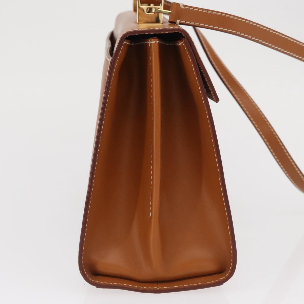 Salvatore Ferragamo Gancini handbag Leather, BROWN, LEATHER, Handbag