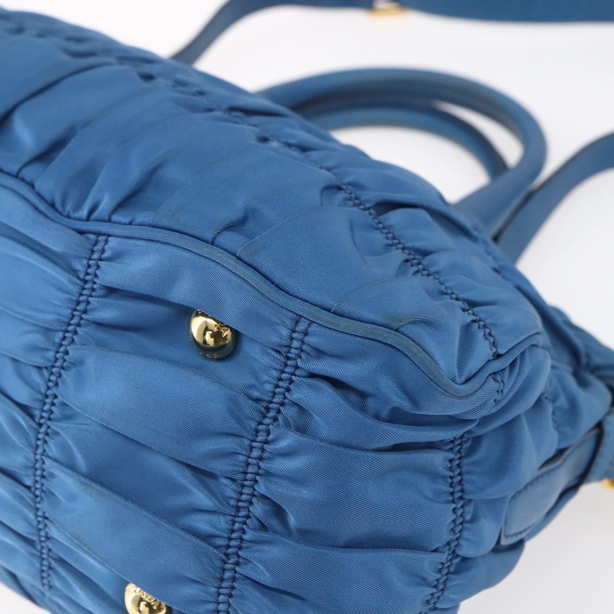 Prada Gaufre Convertible Satchel Tessuto, BLUE, NYLON, Handbag