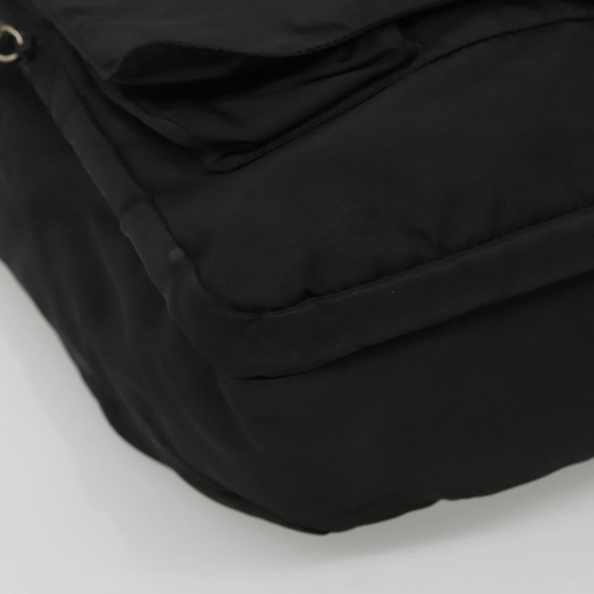 Prada Vintage Flap Messenger Bag Tessuto, BLACK, NYLON, Shoulder bag