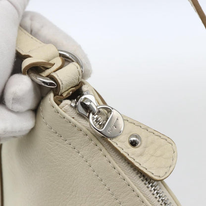 Salvatore Ferragamo Gancini Shoulder Bag Leather, WHITE, LEATHER, Shoulder bag