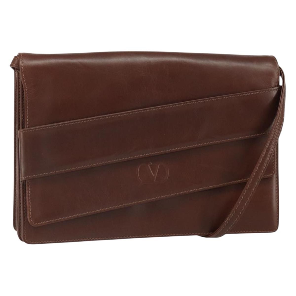 Valentino Garavani Vintage shoulder bag Leather, BROWN, LEATHER, Shoulder bag