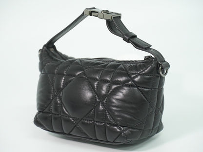 Christian Dior DiorTravel Nomad Pouch Macrocannage Quilt Calfskin, Black, Leather, Clutch