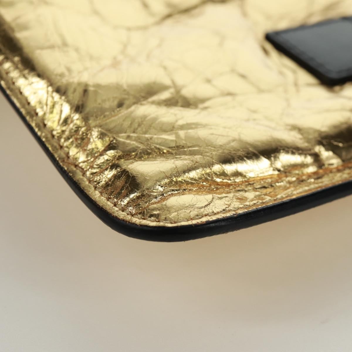 Chanel Feminine Pouch Crinkled Leather, Gold, Leather, Clutch