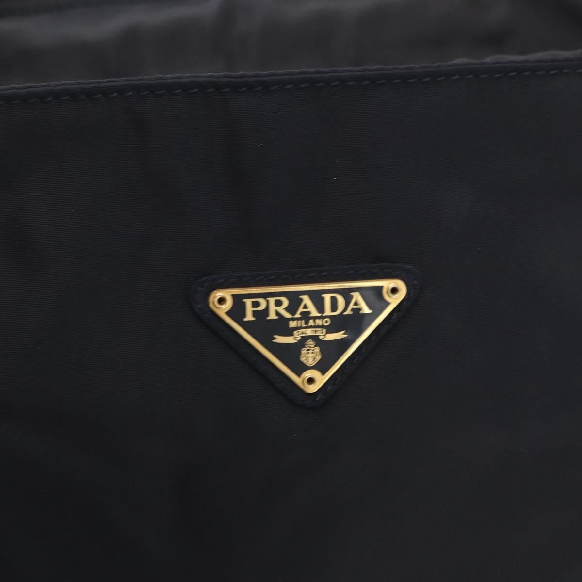 Prada Metal Handles Tote Tessuto, Navy, Nylon, Tote Bag