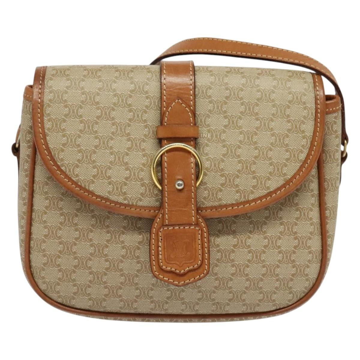 Celine Macadam Shoulder Bag PVC Leather, BEIGE, CANVAS, Shoulder bag