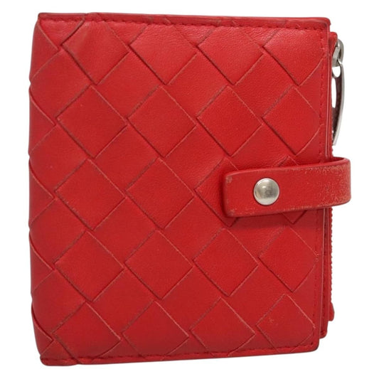 Bottega Veneta Bifold Coin Pocket Card Holder Intrecciato Nappa, RED, LEATHER, Wallets