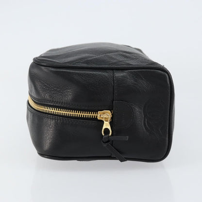 Chanel Vintage Toiletry Pouch Leather, Black, Leather, Clutch