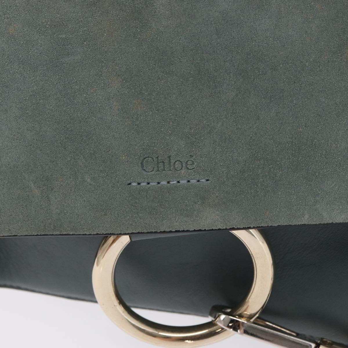 Chloe Faye Shoulder Bag Leather and Suede, GREEN, LEATHER, Shoulder bag