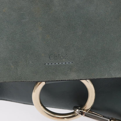 Chloe Faye Shoulder Bag Leather and Suede, GREEN, LEATHER, Shoulder bag