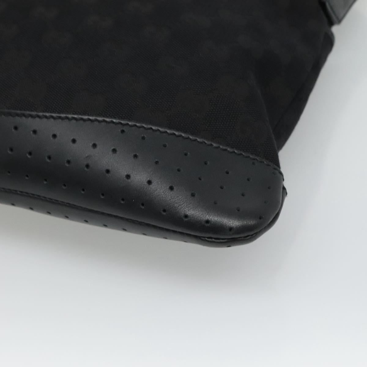 Gucci Zip Messenger Bag GG Canvas with Perforated Leather, BLACK, CANVAS, Shoulder bag