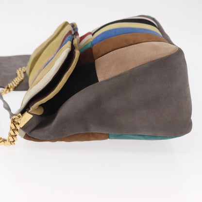 Celine Triomphe Chain Shoulder Bag Leather, MULTICOLOUR, SUEDE, Crossbody bag