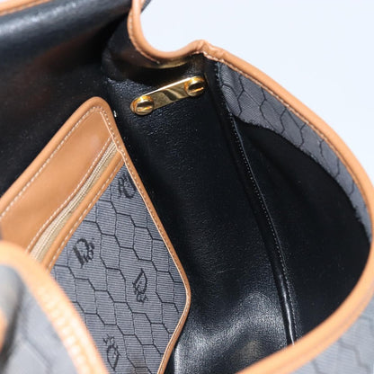 Christian Dior Vintage Honeycomb Flap Crossbody Bag Canvas and Leather, BLACK, CANVAS, Shoulder bag