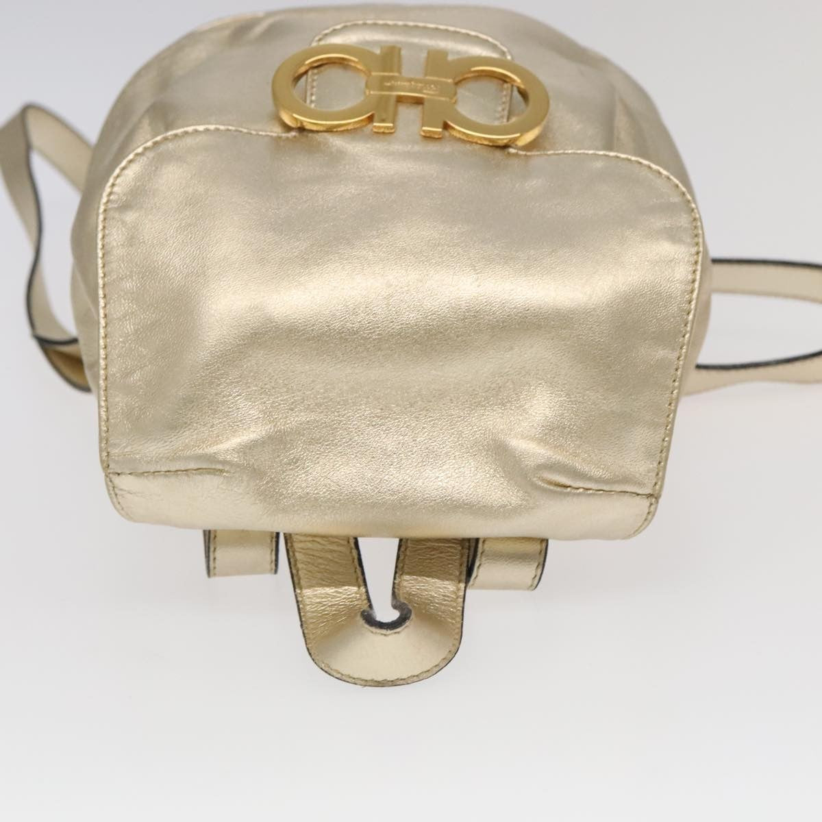Salvatore Ferragamo Gancini Backpack Leather, GOLD, LEATHER, Backpack