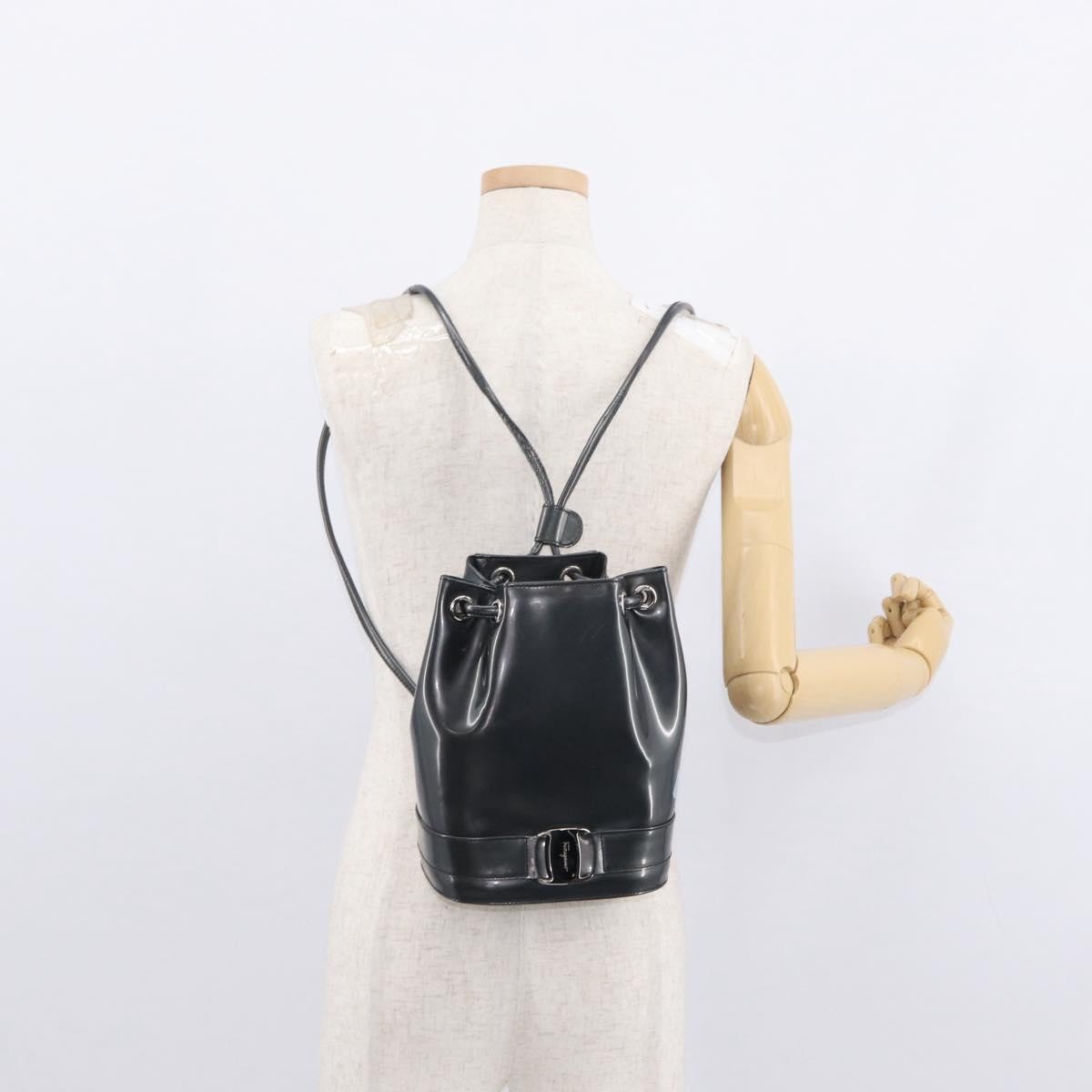 Salvatore Ferragamo Vala Backpack Leather, BLACK, LEATHER, Backpack