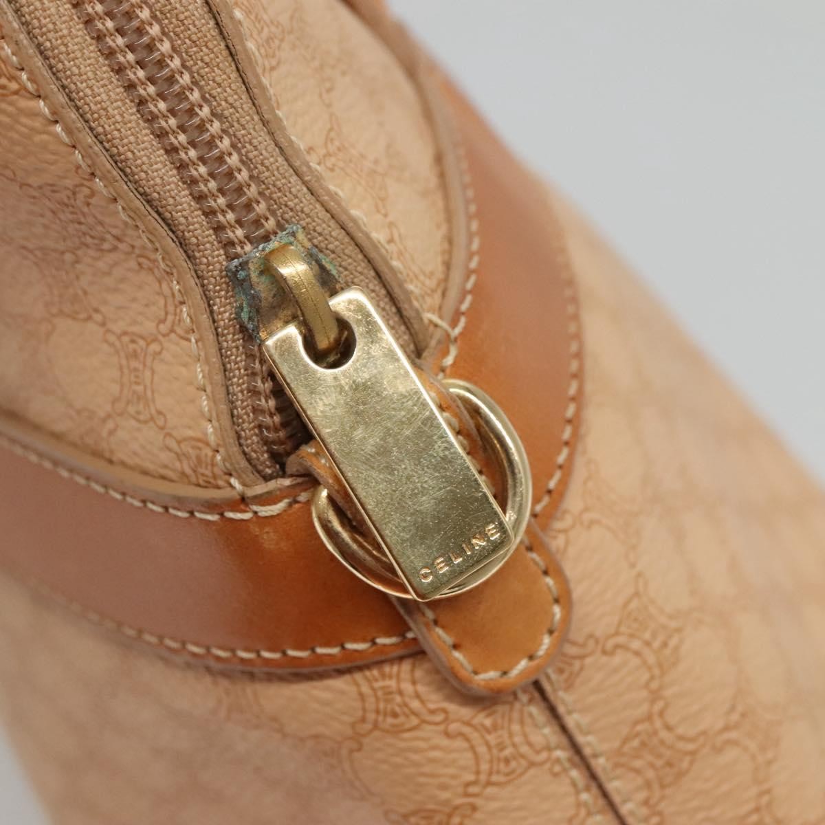 Celine Vintage Macadam Handbag Canvas and Leather, BEIGE, CANVAS, Handbag