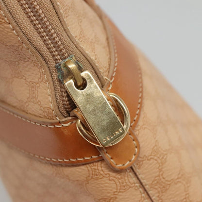 Celine Vintage Macadam Handbag Canvas and Leather, BEIGE, CANVAS, Handbag