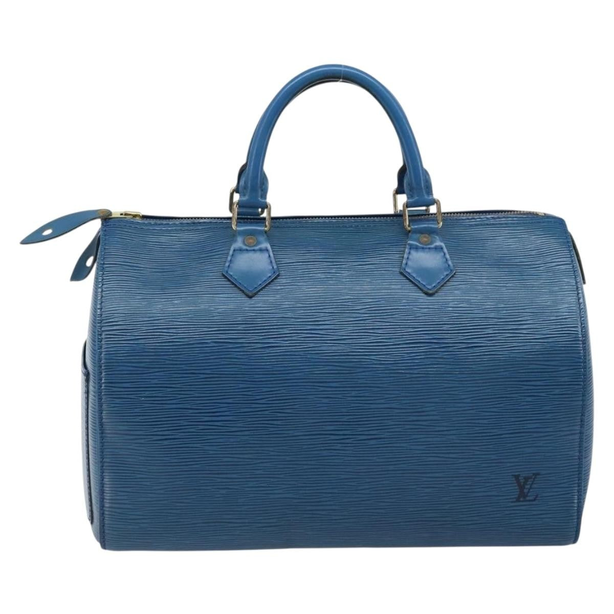 Louis Vuitton Speedy Handbag Epi Leather, BLUE, LEATHER, Handbag