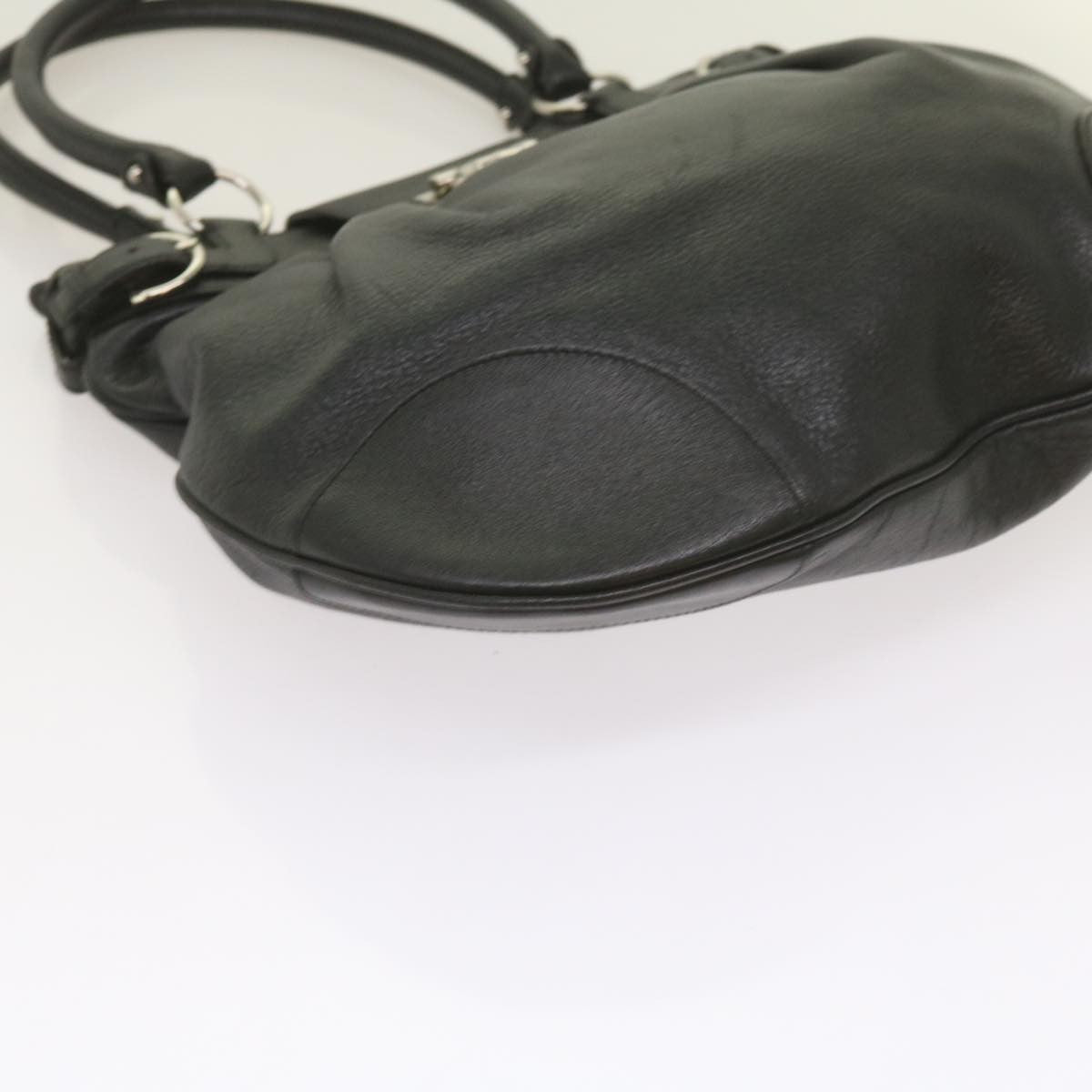 Salvatore Ferragamo Gancini handbag Leather, BLACK, LEATHER, Handbag