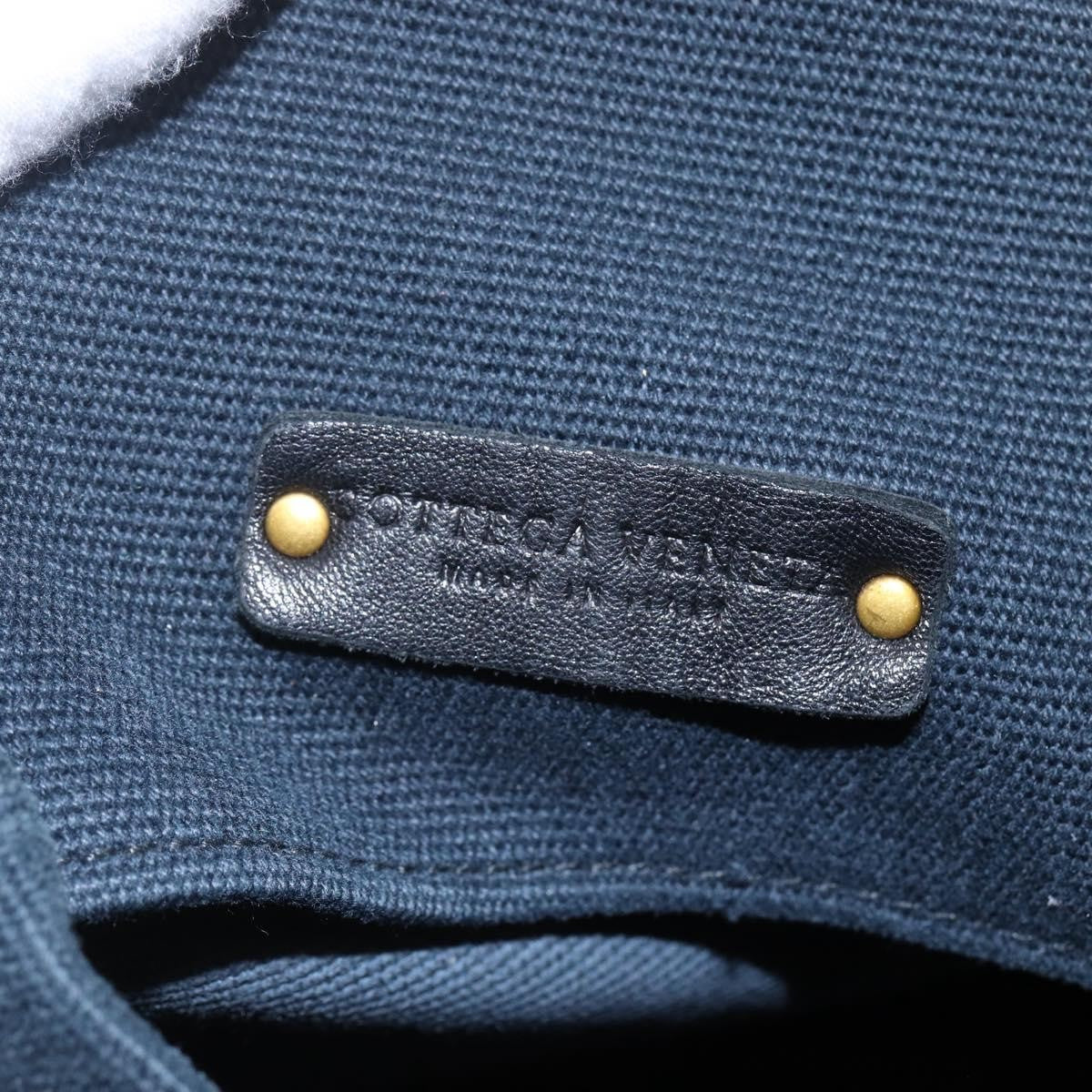 Bottega Veneta Braided Handle Open Tote Bag Canvas with Leather, BLUE, CANVAS, Tote bag