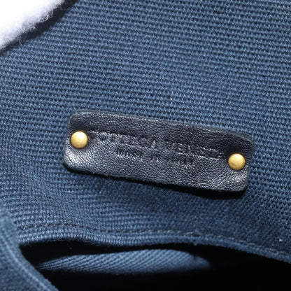 Bottega Veneta Braided Handle Open Tote Bag Canvas with Leather, BLUE, CANVAS, Tote bag