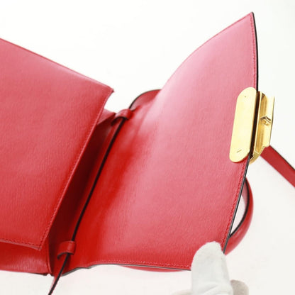 Celine Vintage Triomphe Flap Bag Leather, RED, LEATHER, Shoulder bag
