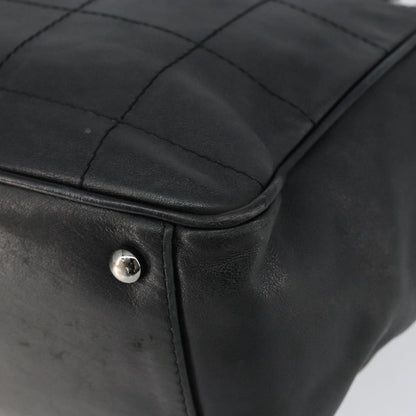 Chanel Square Stitch Tote Quilted Leather, BLACK, LEATHER, Tote bag
