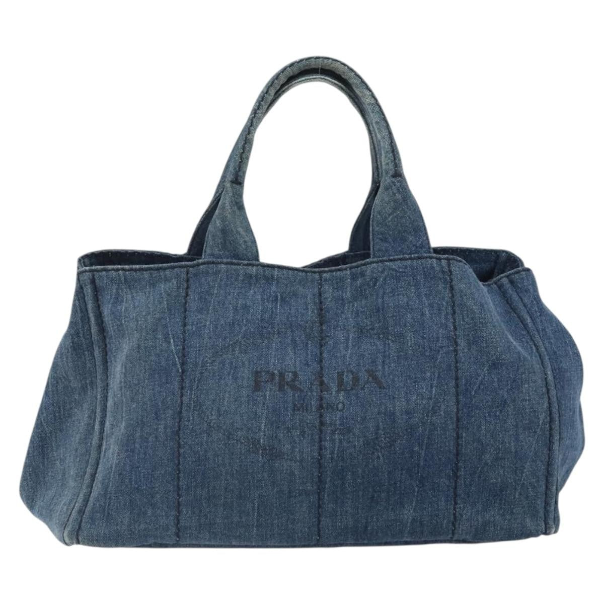 Prada Canapa Open Tote Denim, BLUE, CANVAS, Tote bag