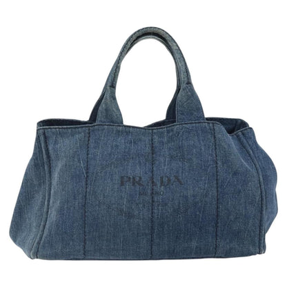 Prada Canapa Open Tote Denim, BLUE, CANVAS, Tote bag
