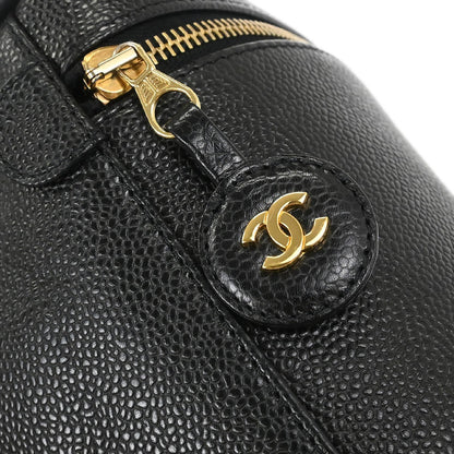 Chanel Vintage Timeless Cosmetic Case Caviar, BLACK, LEATHER, Clutche & pouche