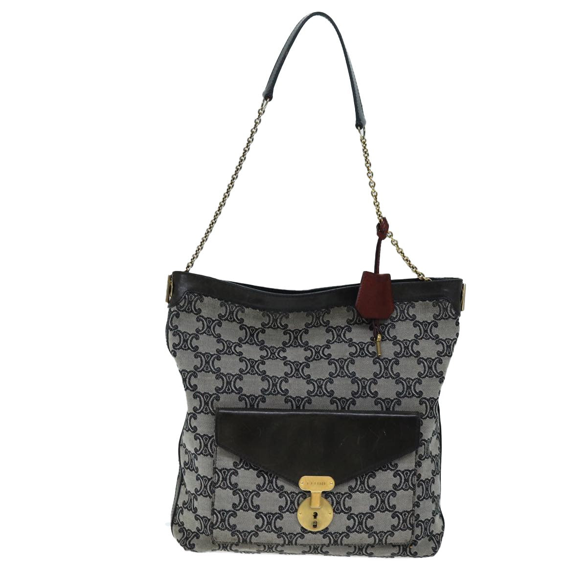 Celine Vintage Triomphe Shoulder Bag Canvas, GRAY, CANVAS, Shoulder bag