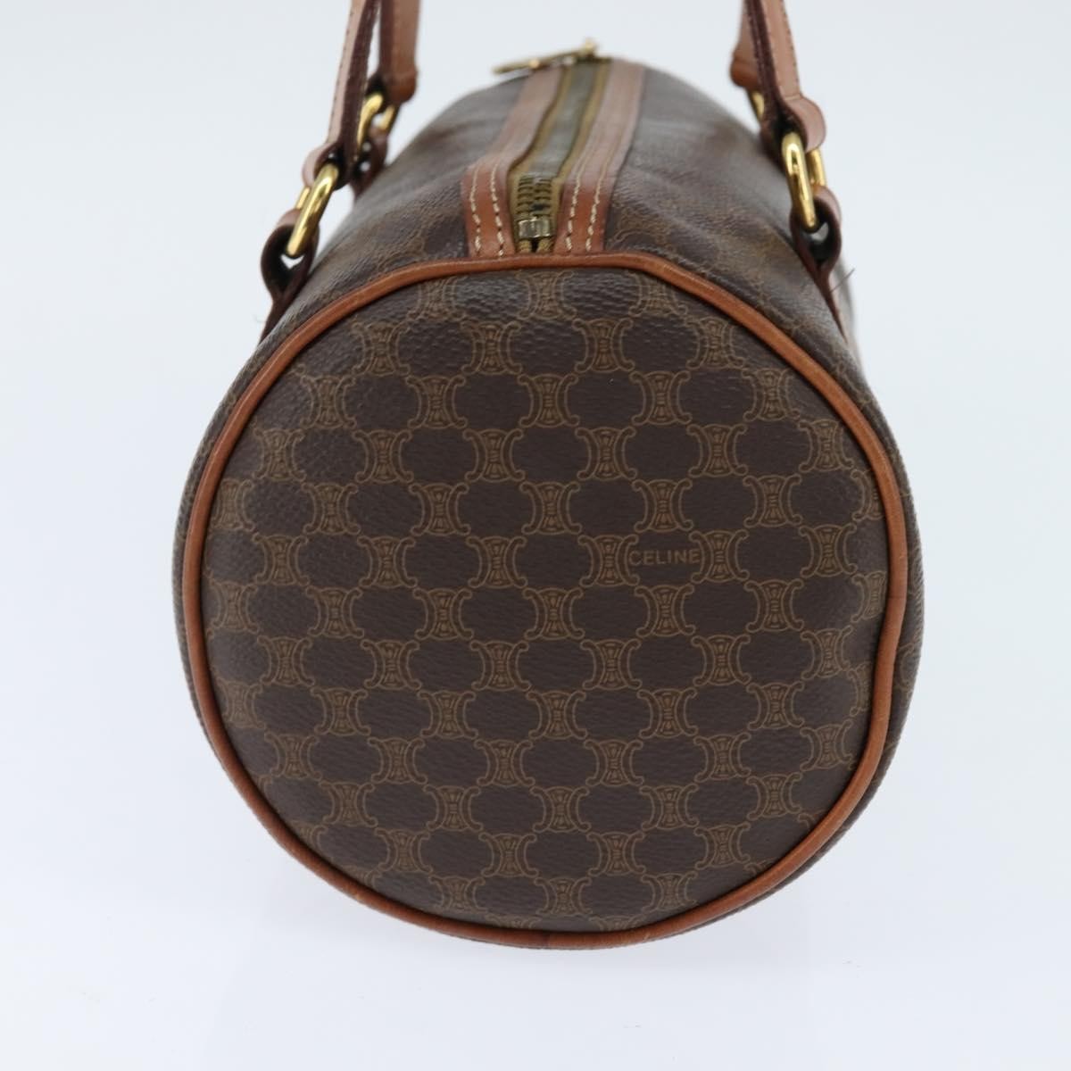 Celine Vintage Macadam Shoulder Bag Canvas and Leather, BROWN, CANVAS, Shoulder bag