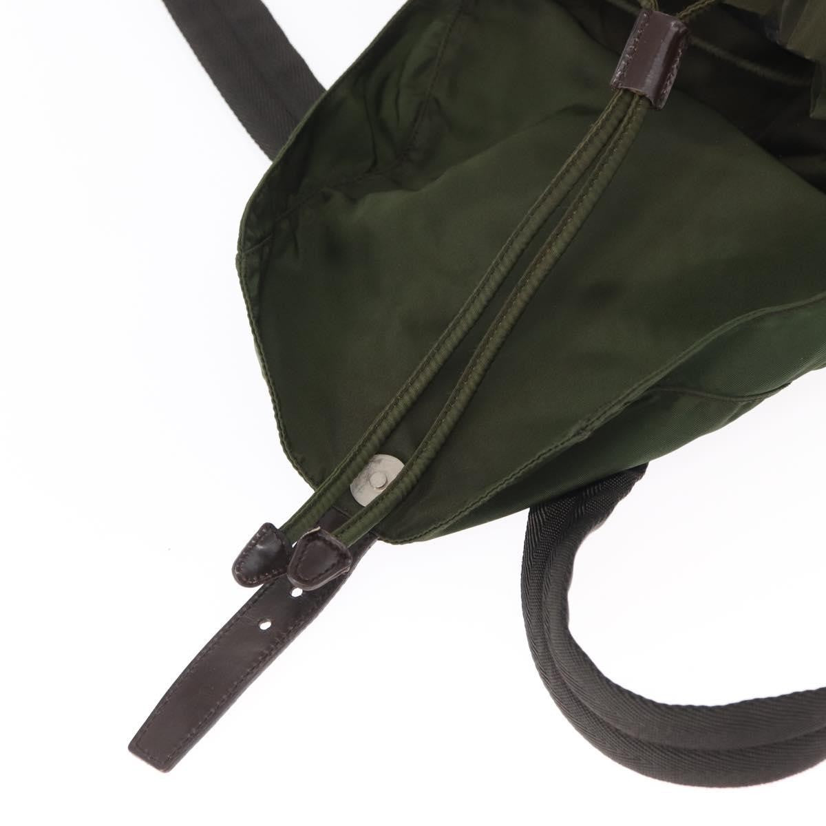 Prada Double Front Pocket Backpack Tessuto, Khaki, Nylon, Backpack