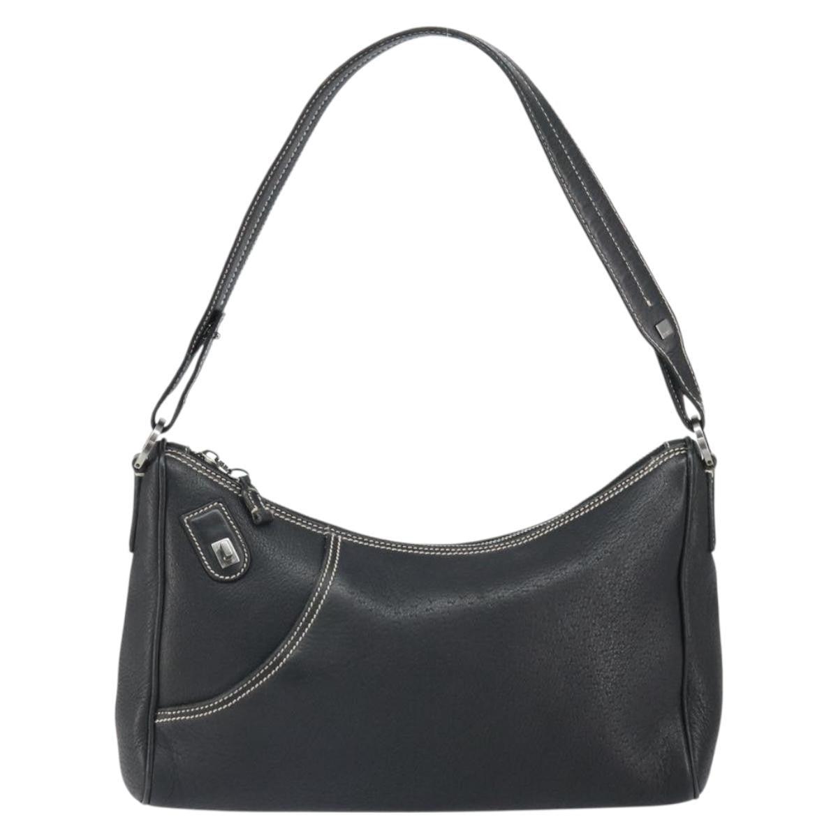 Salvatore Ferragamo Gancini Shoulder Bag Leather, BLACK, LEATHER, Shoulder bag