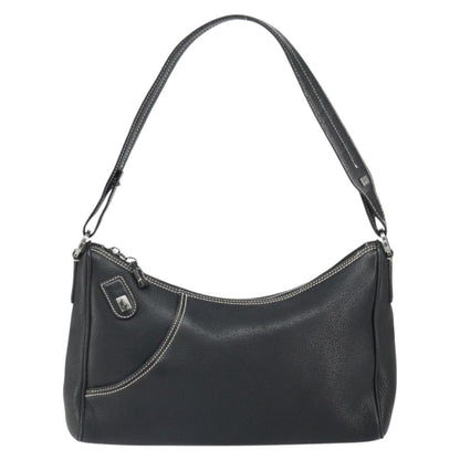 Salvatore Ferragamo Gancini Shoulder Bag Leather, BLACK, LEATHER, Shoulder bag