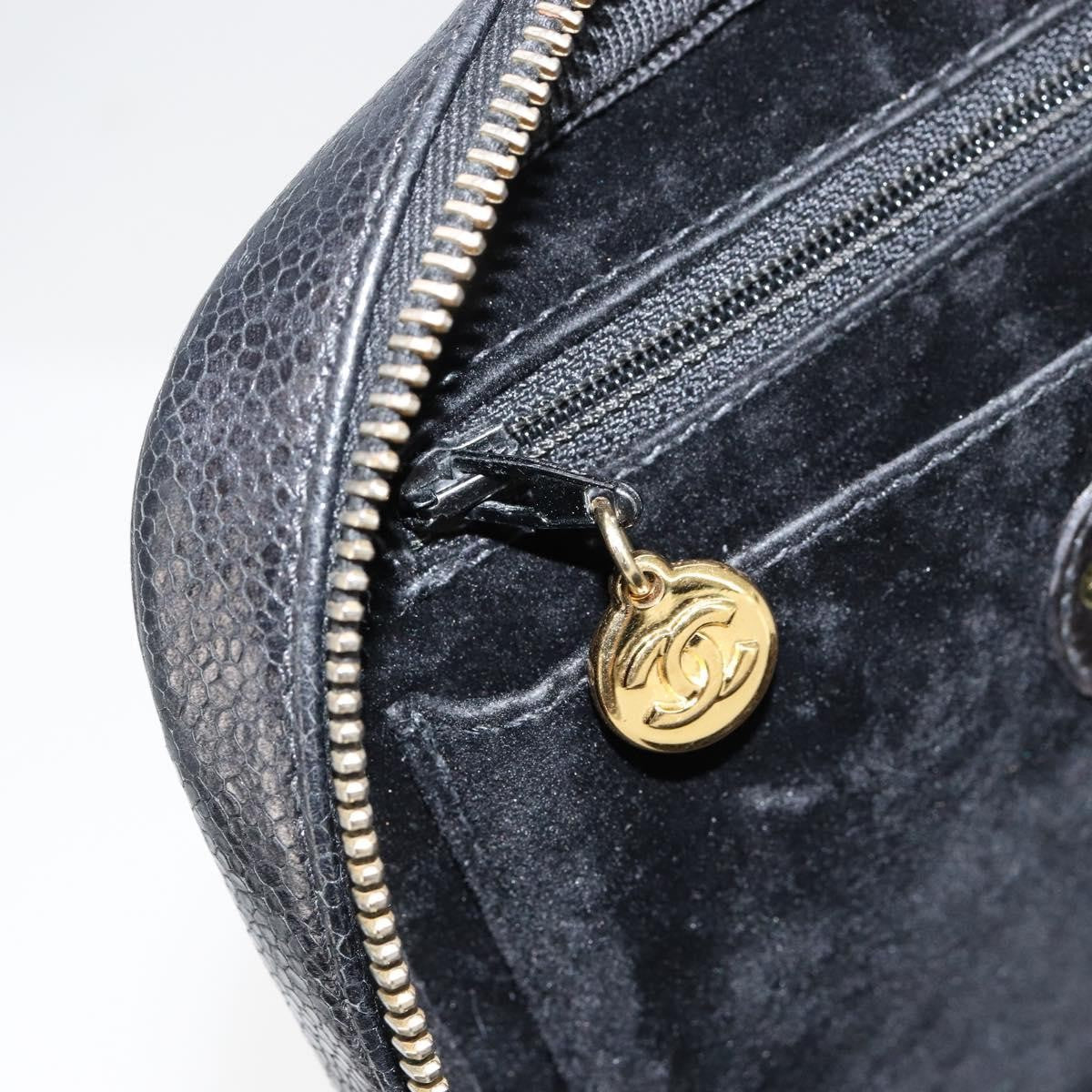 Chanel Vintage Timeless Zip Around Vanity Case Caviar, BLACK, LEATHER, Clutche & pouche