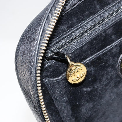 Chanel Vintage Timeless Zip Around Vanity Case Caviar, BLACK, LEATHER, Clutche & pouche