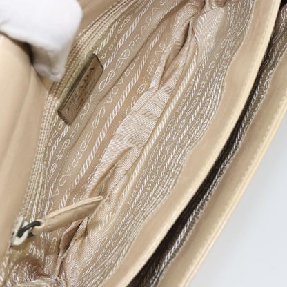 Prada Flap Shoulder Bag Leather, BEIGE, LEATHER, Shoulder bag