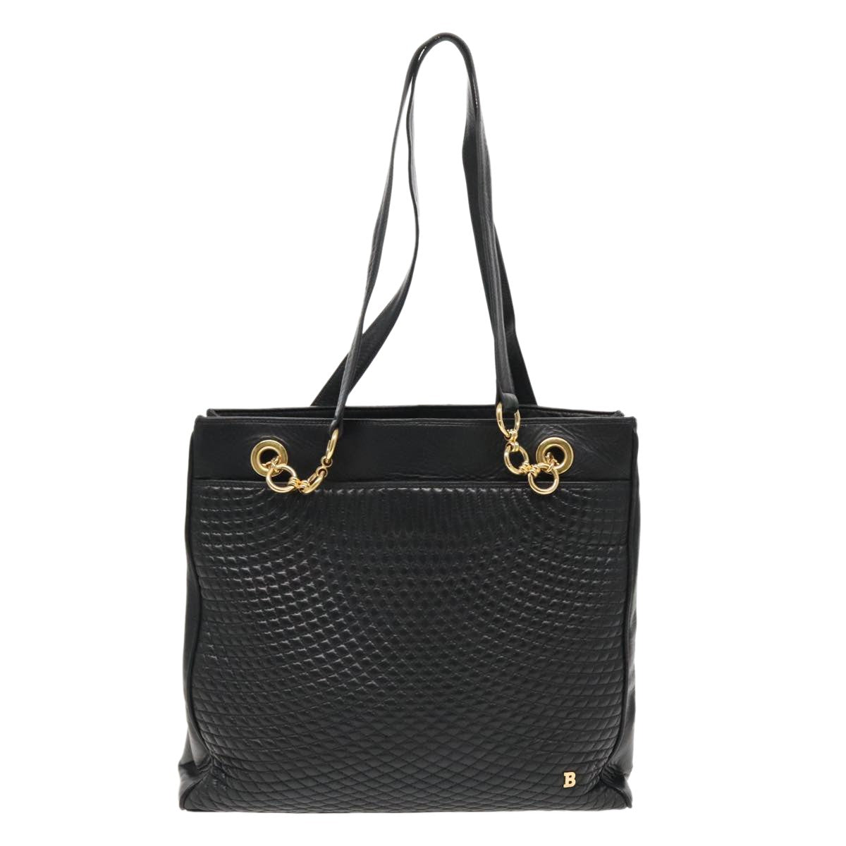 Bally Vintage Tote Bag Quilted Leather, Black, Leather, Shoulder Bag
