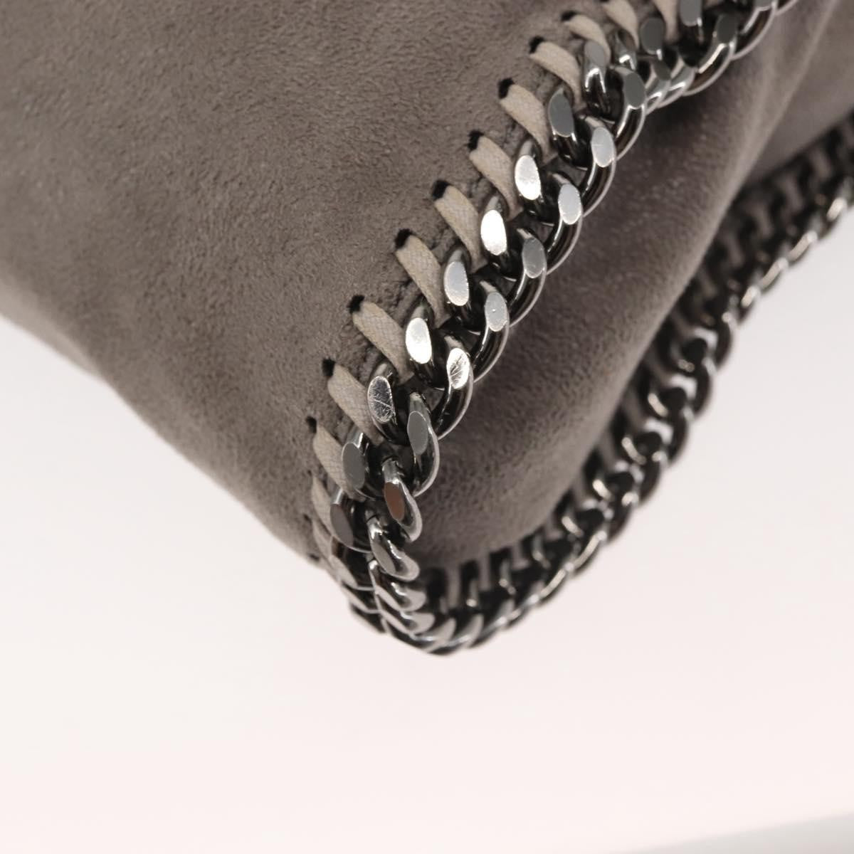 Stella McCartney Falabella Fold Over Crossbody Bag Suede, Gray, Synthetic, Shoulder Bag