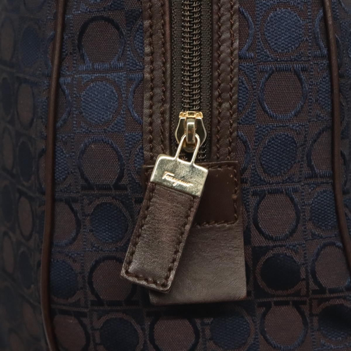 Salvatore Ferragamo Gancini handbag Canvas and Leather, NAVY, CANVAS, Handbag